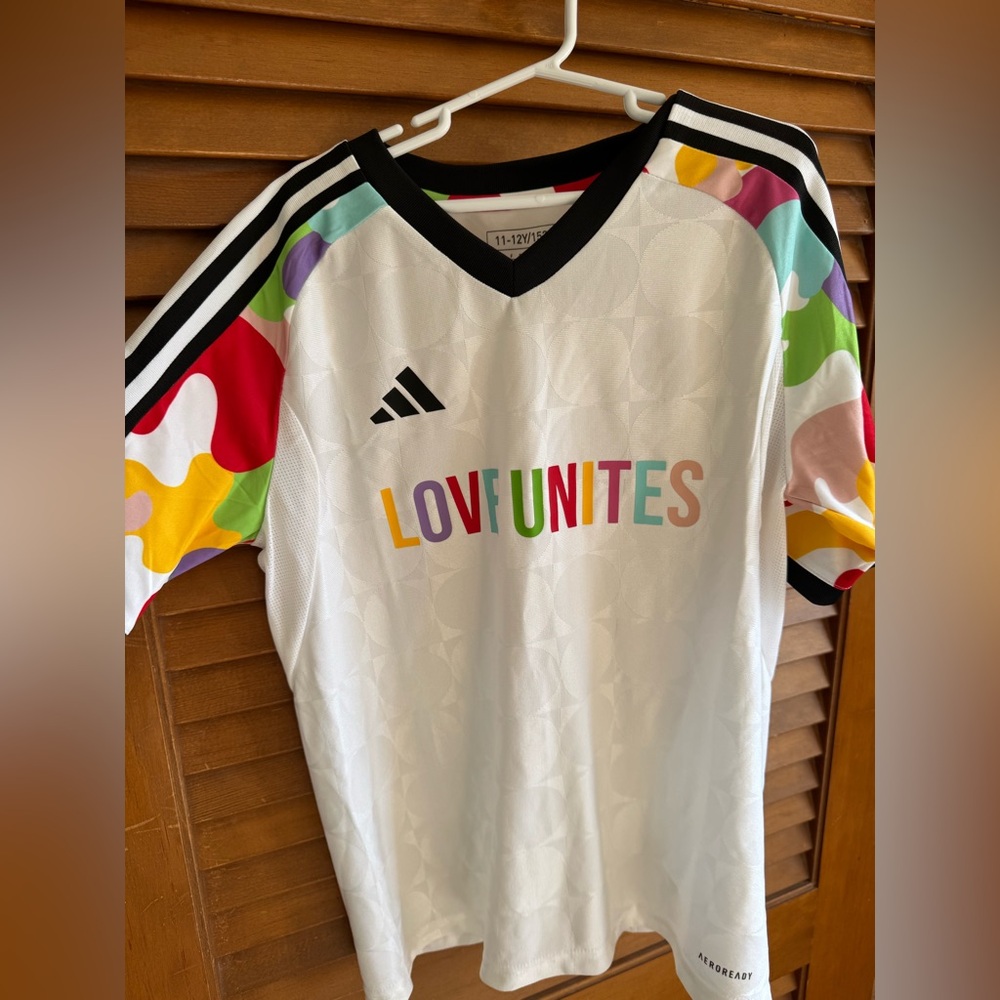 Adidas White and Black Jersey with Colorful Accents